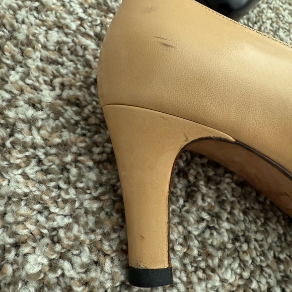 CHANEL Tan, Black Cap Heels, Size 36.5 - Picture 9 of 9